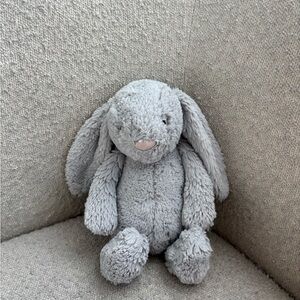Jellycat London Bashful Silver Bunny Medium Plush 12" Pink Nose